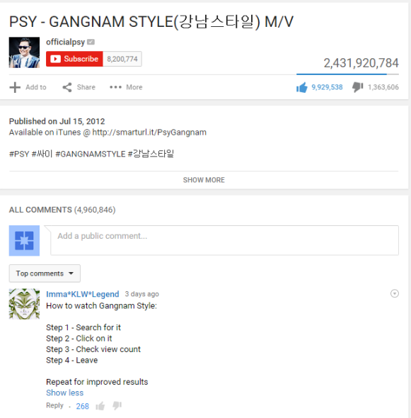 GangnamStyleTopComment